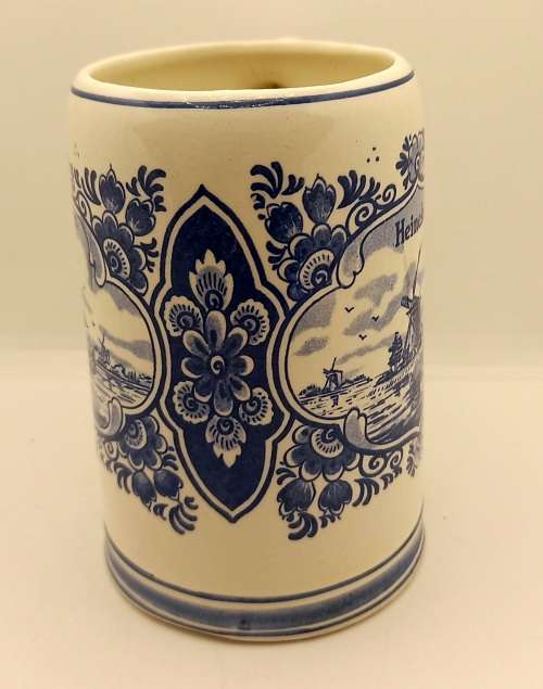 Vintage Heineken Blue Delfts Hand Painted Mug - Made in Holland - 130x135x85mm