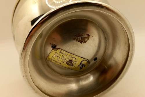Vintage CW Royal Sable Silver Plate on Copper Rose Bowl Made in Salisbury Zimbabwe 67x103mm