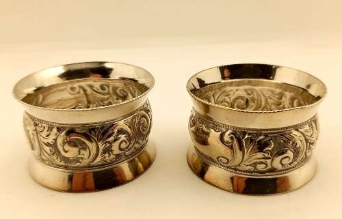 2 Antique/Vintage Silver or Silver Plated (No Marks) Napkin/Serviette rings- Not Engraved