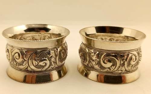 2 Antique/Vintage Silver or Silver Plated (No Marks) Napkin/Serviette rings- Not Engraved