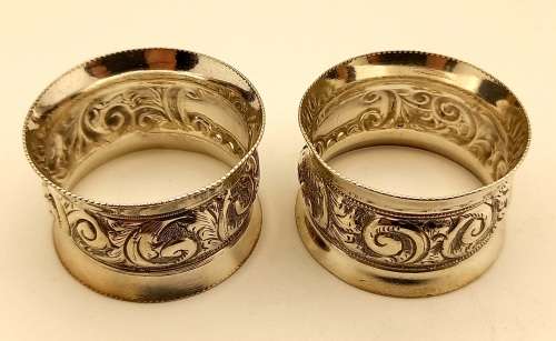 2 Antique/Vintage Silver or Silver Plated (No Marks) Napkin/Serviette rings- Not Engraved