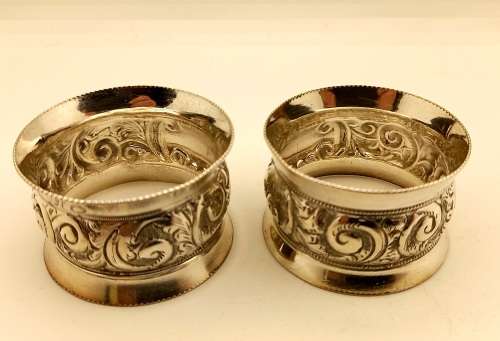 2 Antique/Vintage Silver or Silver Plated (No Marks) Napkin/Serviette rings- Not Engraved
