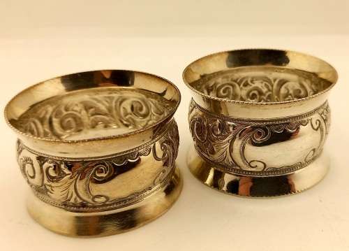 2 Antique/Vintage Silver or Silver Plated (No Marks) Napkin/Serviette rings- Not Engraved