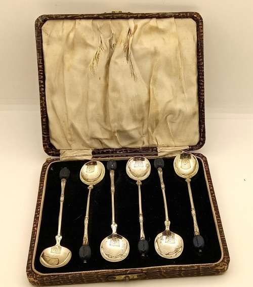 Antique or Vintage Silver Plate Coffee Bean Spoons EPNS made in England -Boxed 115mm