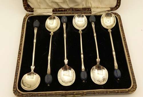 Antique or Vintage Silver Plate Coffee Bean Spoons EPNS made in England -Boxed 115mm