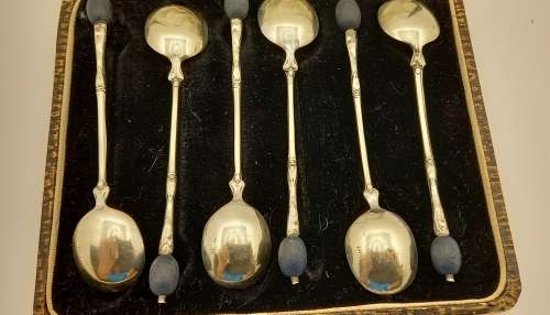 Antique or Vintage Silver Plate Coffee Bean Spoons EPNS made in England -Boxed 115mm