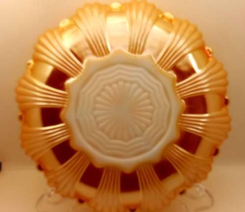 1940 -1950s Vintage Anchor Hocking Fire-King Glass Peach Lusterware Divided snack Plate 245mm