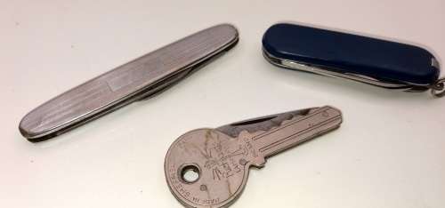 Vintage Richards Lamp Post Brand Key Knife Made in Sheffield england and 2 other old pocket knifes