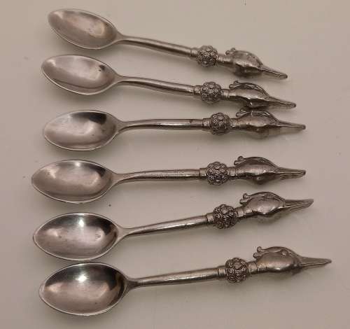 6 Collectable  JENNA CLIFFORD Pewter (500) Designer Detailed Spoons