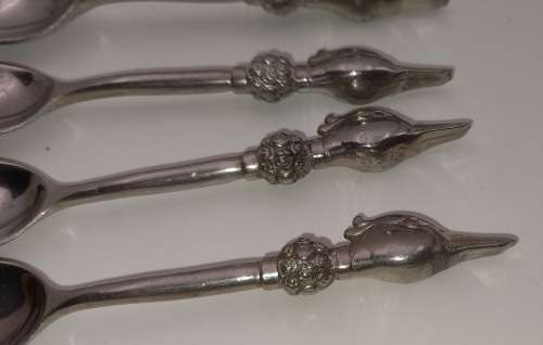 6 Collectable  JENNA CLIFFORD Pewter (500) Designer Detailed Spoons