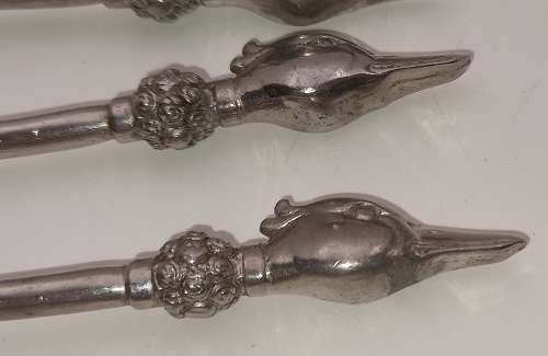 6 Collectable  JENNA CLIFFORD Pewter (500) Designer Detailed Spoons