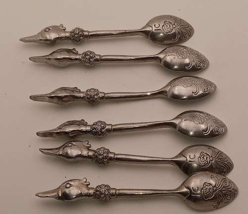 6 Collectable  JENNA CLIFFORD Pewter (500) Designer Detailed Spoons