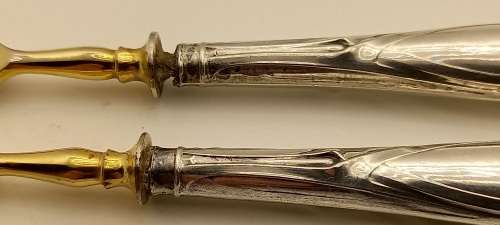 2 Antique forks with Silver (.800) Handles 134mm
