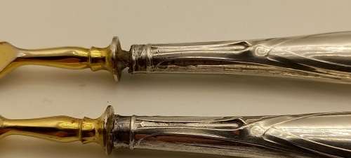 2 Antique forks with Silver (.800) Handles 134mm