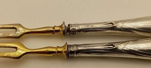 2 Antique forks with Silver (.800) Handles 134mm
