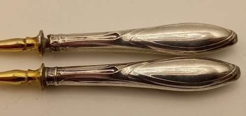 2 Antique forks with Silver (.800) Handles 134mm