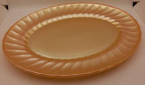 1940 -1950s Vintage Anchor Hocking Fire-King Glass Peach Lusterware Oval Meat Platter-(2 available)