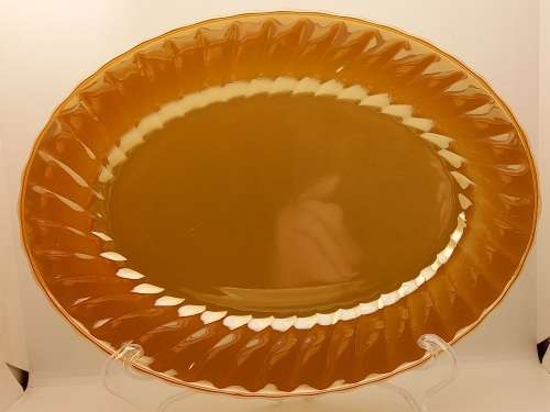 1940 -1950s Vintage Anchor Hocking Fire-King Glass Peach Lusterware Oval Meat Platter-(2 available)