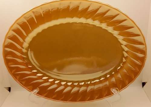 1940 -1950s Vintage Anchor Hocking Fire-King Glass Peach Lusterware Oval Meat Platter-(2 available)