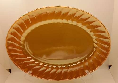 1940 -1950s Vintage Anchor Hocking Fire-King Glass Peach Lusterware Oval Meat Platter-(2 available)