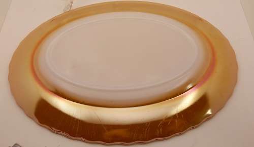 1940 -1950s Vintage Anchor Hocking Fire-King Glass Peach Lusterware Oval Meat Platter-(2 available)