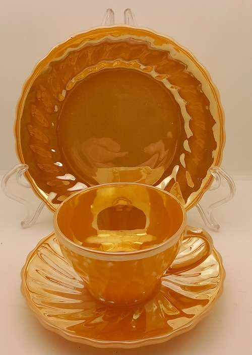 1940 -1950s Vintage Anchor Hocking Fire-King Glass Peach Lusterware Trio-USA-(12available)
