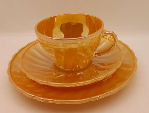 1940 -1950s Vintage Anchor Hocking Fire-King Glass Peach Lusterware Trio-USA-(12available)