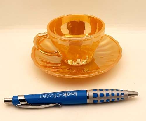 1940 -1950s Vintage Anchor Hocking Fire-King Glass Peach Lusterware Demitasse Duo-USA-(5 available)