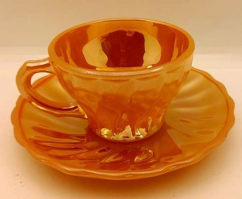 1940 -1950s Vintage Anchor Hocking Fire-King Glass Peach Lusterware Demitasse Duo-USA-(5 available)