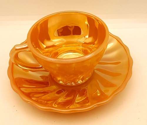 1940 -1950s Vintage Anchor Hocking Fire-King Glass Peach Lusterware Demitasse Duo-USA-(5 available)