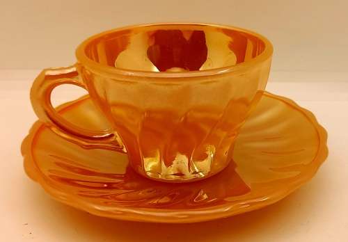 1940 -1950s Vintage Anchor Hocking Fire-King Glass Peach Lusterware Demitasse Duo-USA-(5 available)