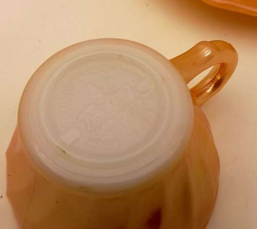 1940 -1950s Vintage Anchor Hocking Fire-King Glass Peach Lusterware Demitasse Duo-USA-(5 available)