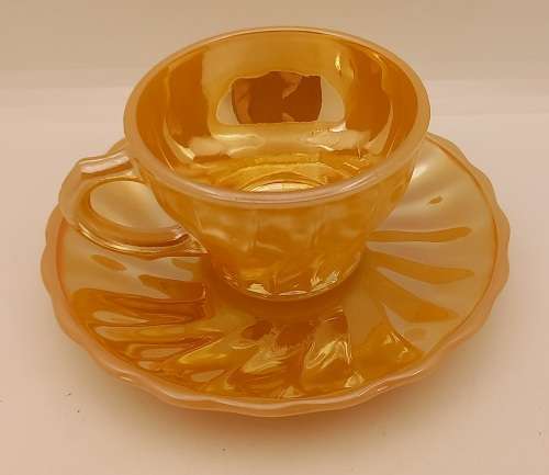 1940 -1950s Vintage Anchor Hocking Fire-King Glass Peach Lusterware Demitasse Duo-USA-(5 available)