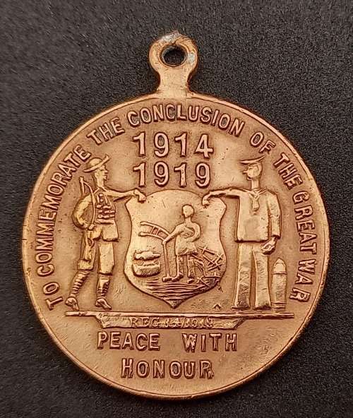 WWI South Africa Medal"To Commemorate The Conclusion Of The Great War/Peace With Honour/28th June 19