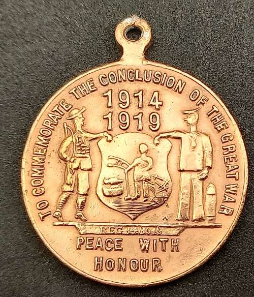 WWI South Africa Medal"To Commemorate The Conclusion Of The Great War/Peace With Honour/28th June 19