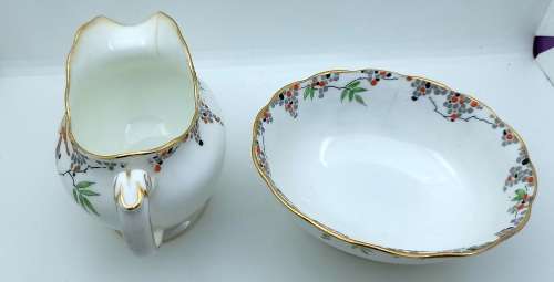 Vintage Paragon Creamer and Sugar Bowl Bone China -(Both have hairline crack)