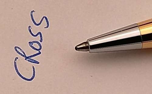 Vintage Cross 1/20 14 kt rolled gold Ballpen Branded Barclays Bank in original metal case -Ink Ok