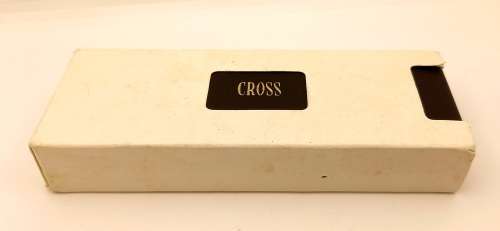 Vintage Cross 1/20 14 kt rolled gold Ballpen Branded Barclays Bank in original metal case -Ink Ok