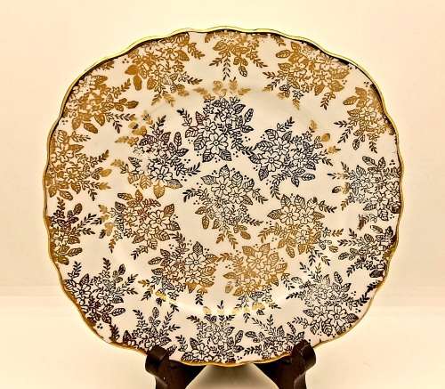 Vintage Genuine Bone China Vale trio made in Longton England white and gold