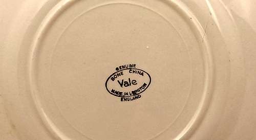 Vintage Genuine Bone China Vale trio made in Longton England white and gold