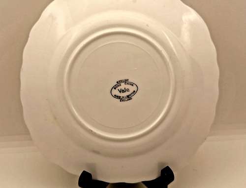 Vintage Genuine Bone China Vale trio made in Longton England white and gold