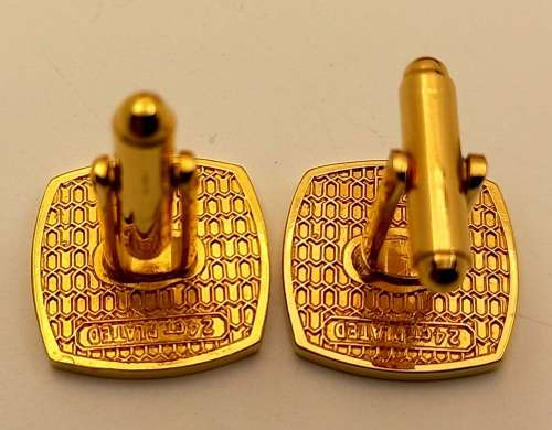 a Pair of Vintage 24kt Gold Plated VOLKSKAS BANK Cufflinks in Bag