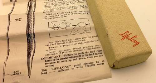 Vintage C1934 Life Long Sterling .925 Silver Ladies Pencil in original box with instructions