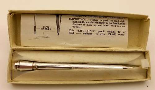 Vintage C1934 Life Long Sterling .925 Silver Ladies Pencil in original box with instructions