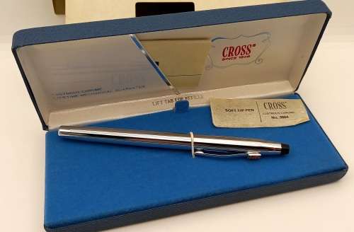 Vintage Cross Lustrous Chrome No 3604 Soft-tip pen with 2 refills in box -Ink is ok
