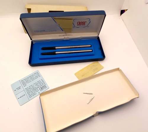 Vintage Cross Lustrous Chrome No 3604 Soft-tip pen with 2 refills in box -Ink is ok