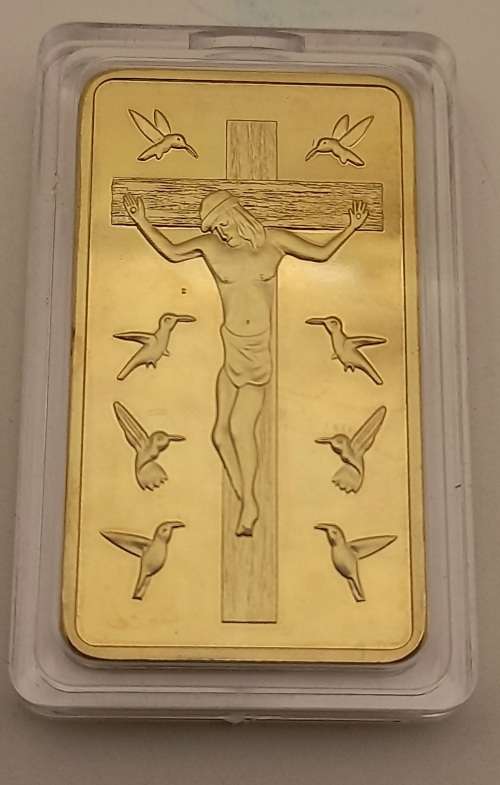 One Troy ounce 100mils.999 fine gold CLAD Bar 10 commandments serial number 333000333