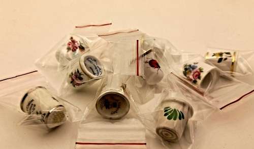 A Collection of 9 Vintage Bone China Porcelain Thimbles