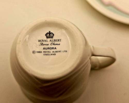 Vintage 1986 Royal Albert Bone China HORIZONS Aurora series Coffee Duo -(6 available)