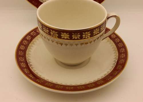 Vintage Crown Ducal A.G.R. England burgundy & gold Trio (2 available)